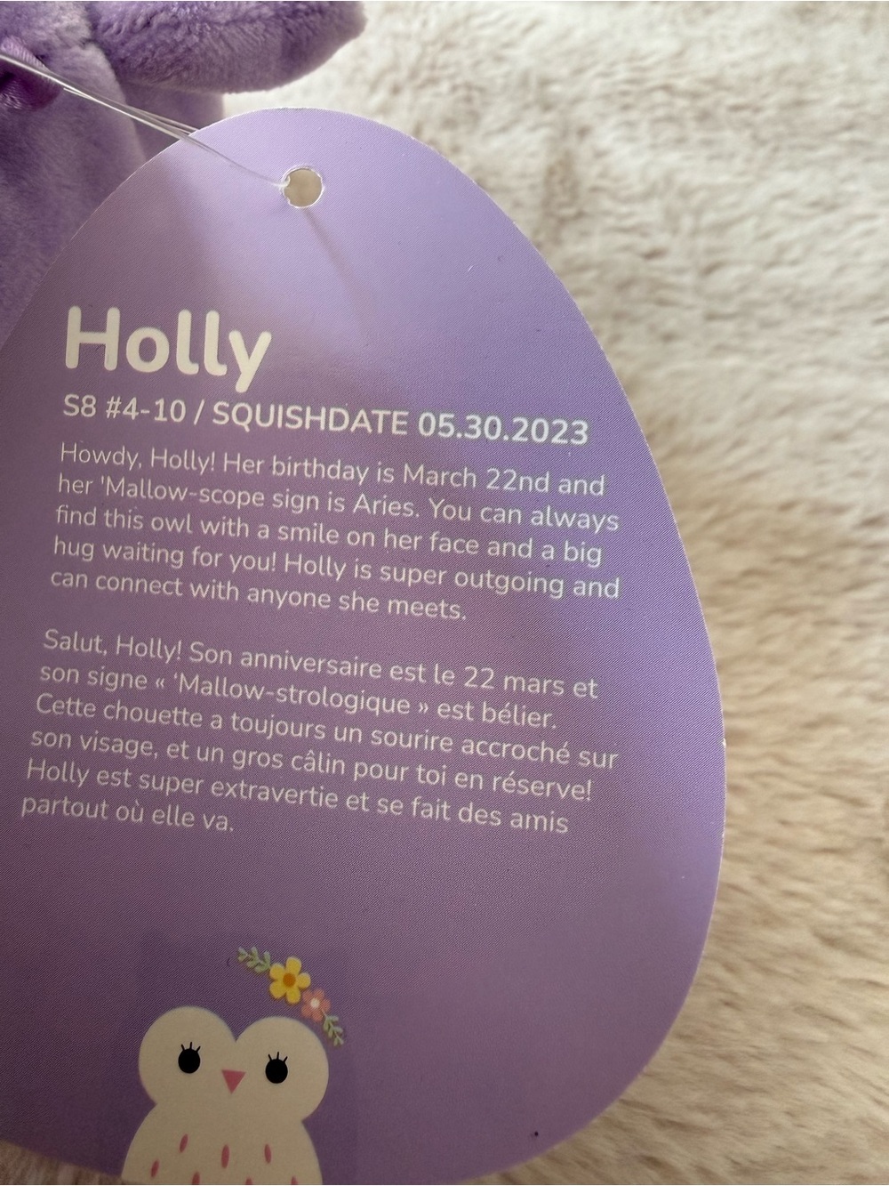 NWT Squishmallows Holly the Owl Flowers Easter 2024 8” - Picture 5 of 5